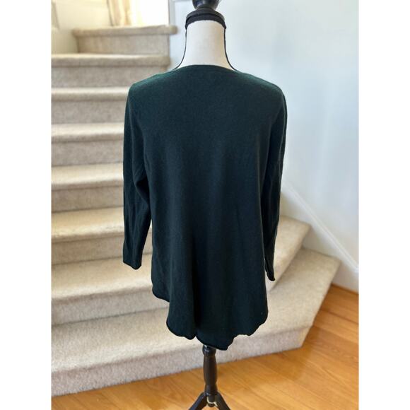 Joie Cashmere Oversize Asymmetric Hem Dark Forest Green Sweater - Picture 4 of 7